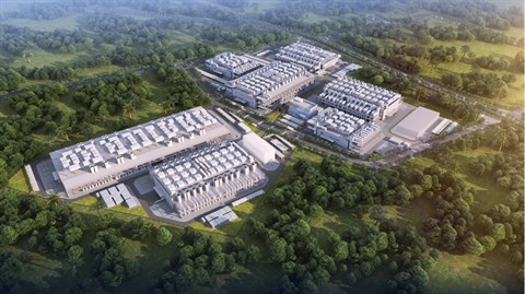 The campus as designed, across both parcels